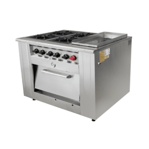 Cocina Industrial 4Q 18cm, horno 65x65cm y Plancha 34x68cm Acero Inoxidable GLP - Cousiño 1