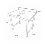 Meson de Desconche Mural 90x60x85cm 100% Acero Inox - Maigas 4